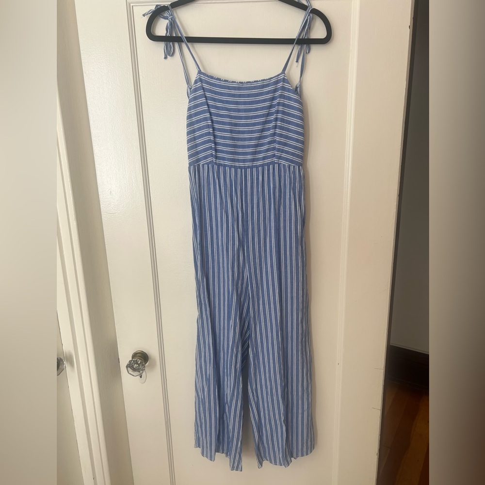 Blue and White Striped Jumpsuit